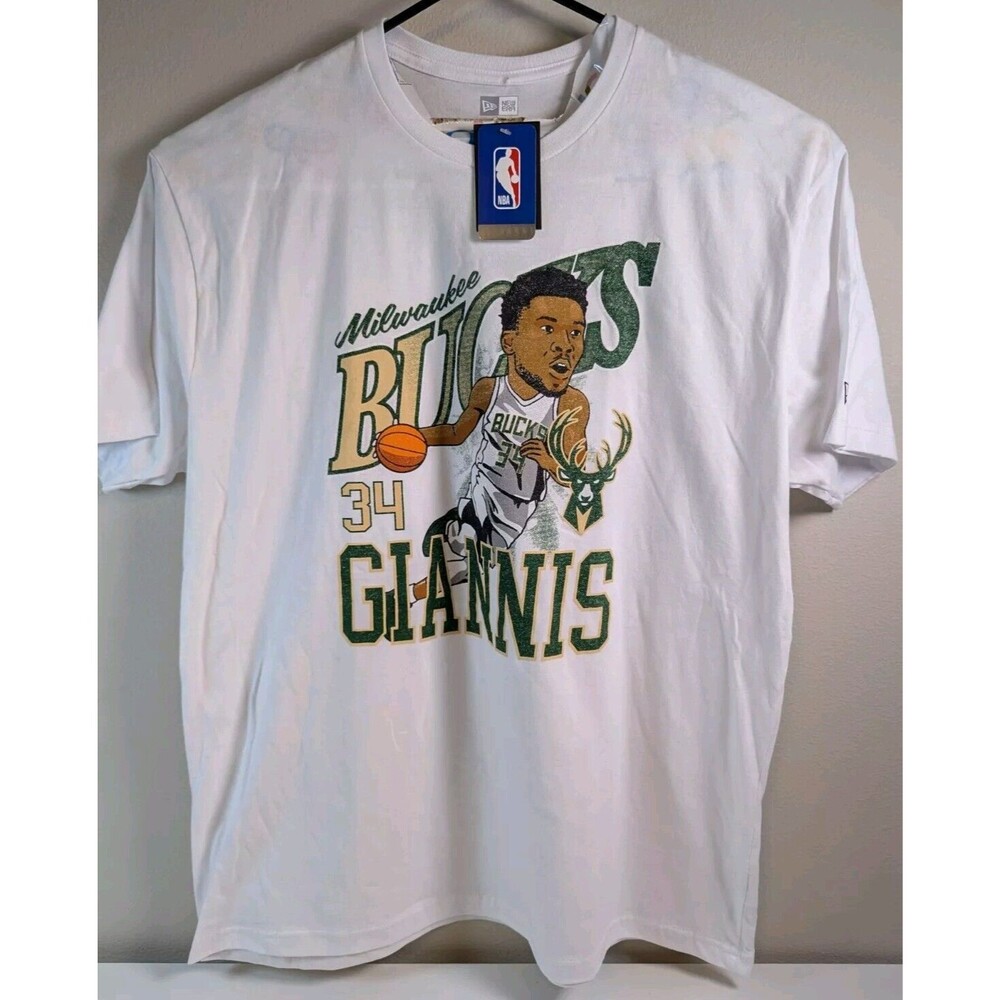 NEW ERA NWT Milwaukee Bucks Giannis Antetokunmpo 34 SZ XXL White t-shirt